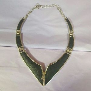 Vintage black and silver zipper necklace